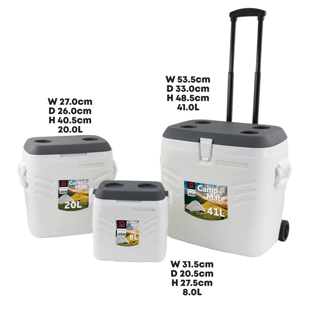 SQ Professional CampMate Ice Chest with Wheels Set 3pc