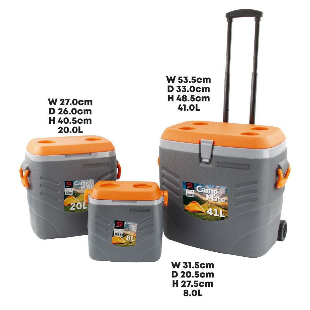 SQ Professional CampMate Ice Chest with Wheels Set 3pc