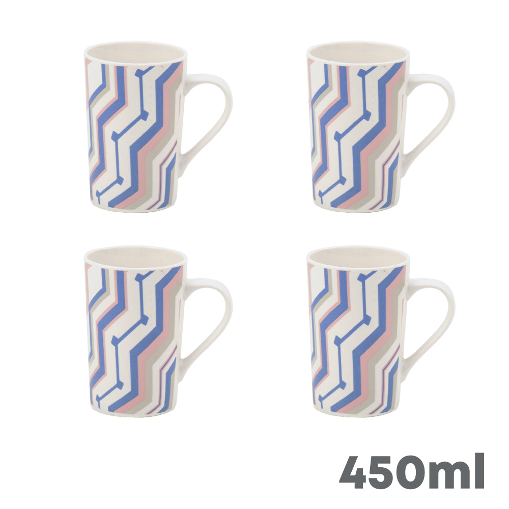 Durane Zig Zag 400ml Ceramic Mug 4pc Set