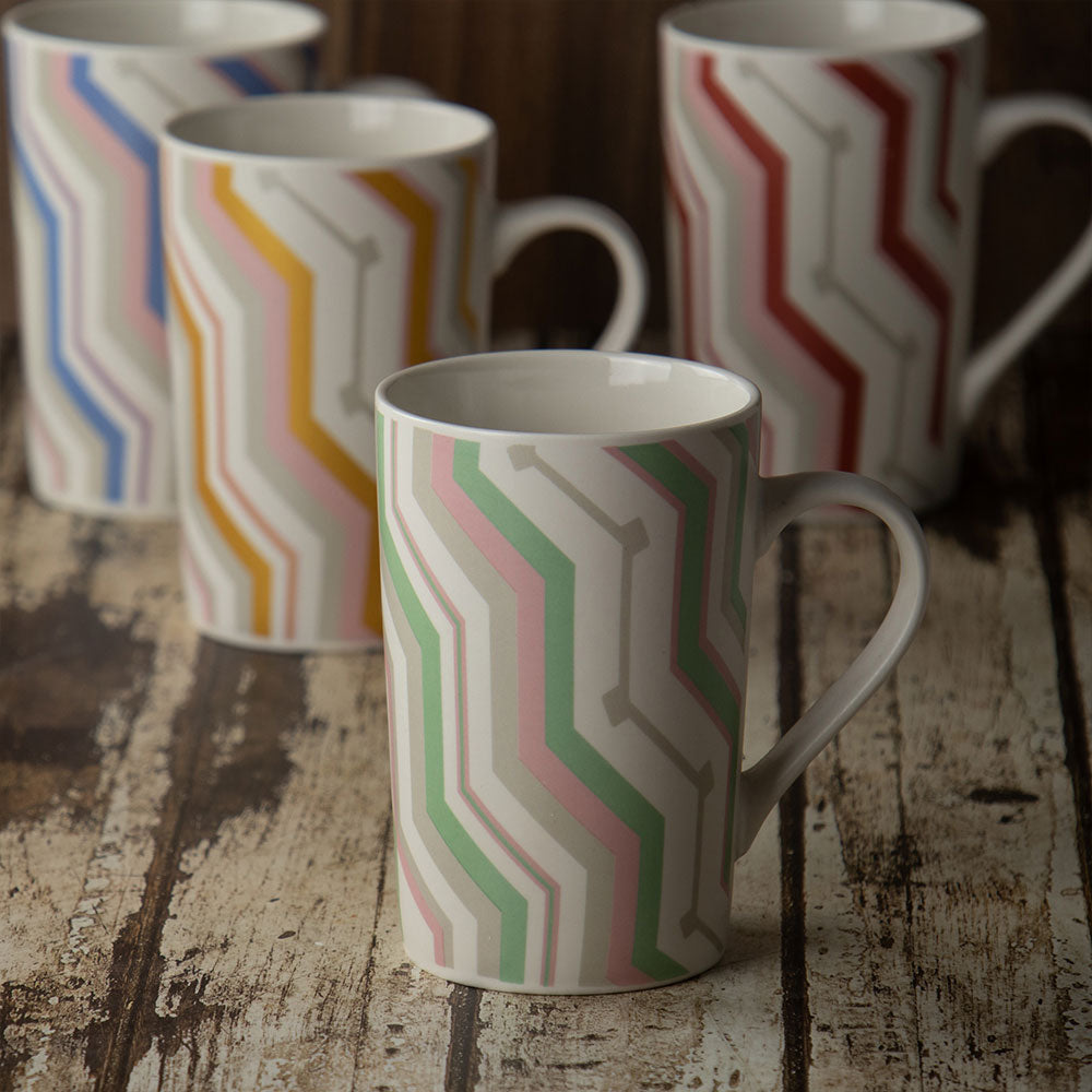 Durane Zig Zag 400ml Ceramic Mug 4pc Set