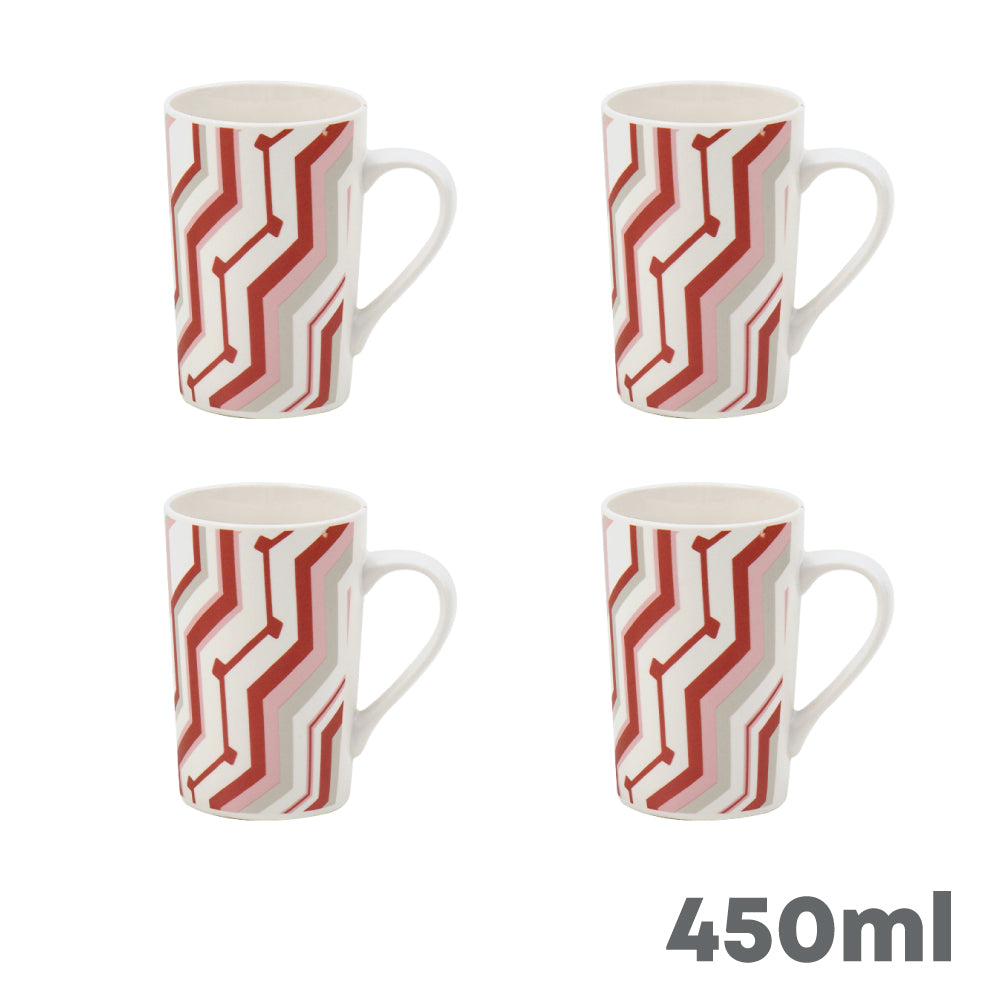 Durane Zig Zag 400ml Ceramic Mug 4pc Set