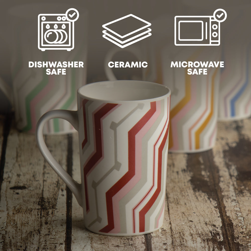 Durane Zig Zag 400ml Ceramic Mug 4pc Set