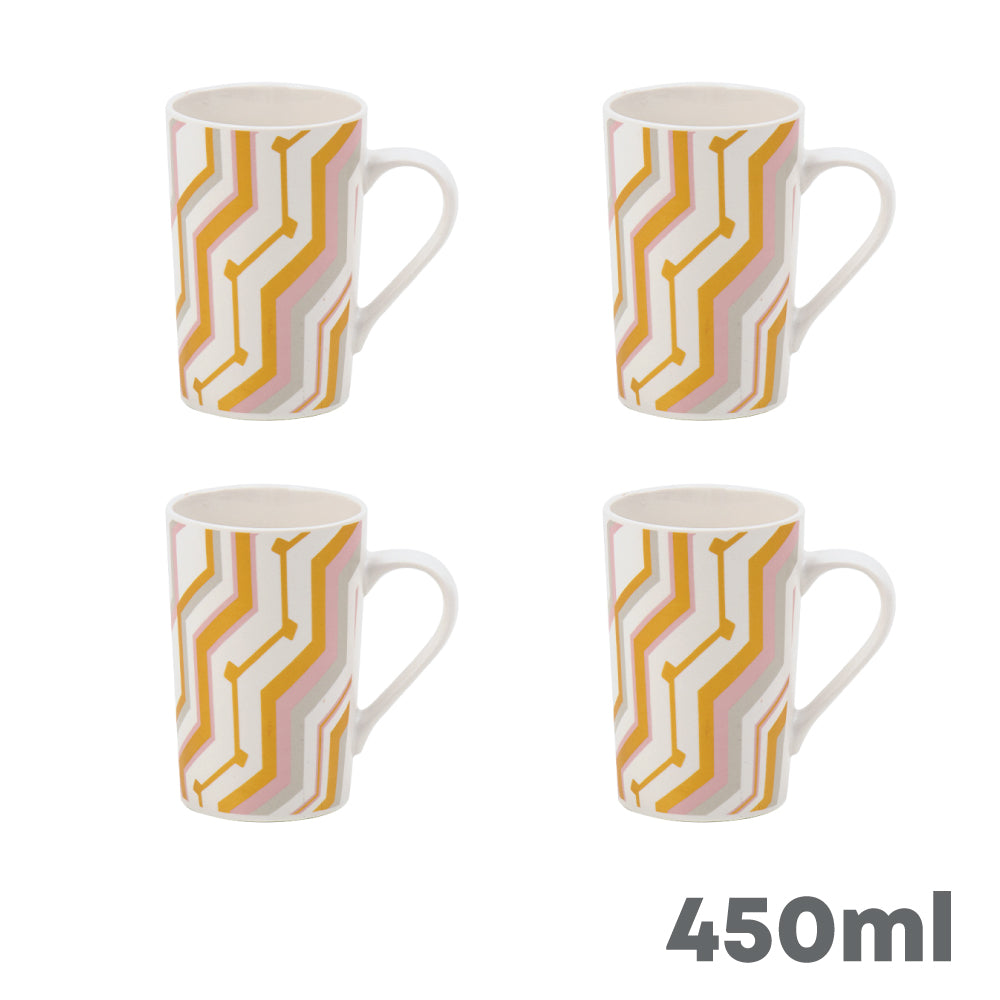 Durane Zig Zag 400ml Ceramic Mug 4pc Set