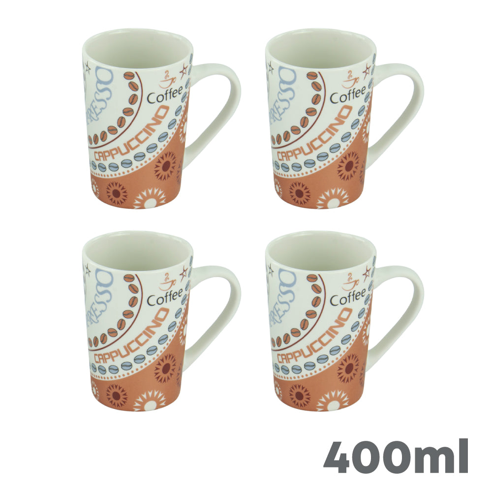 Durane Cappuccino 400ml Ceramic Mug 4pc Set