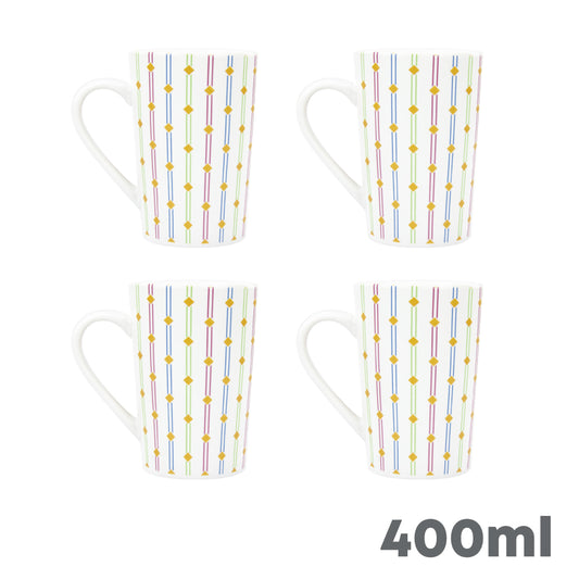 Durane Geometry 400ml Ceramic Mug 4pc Set