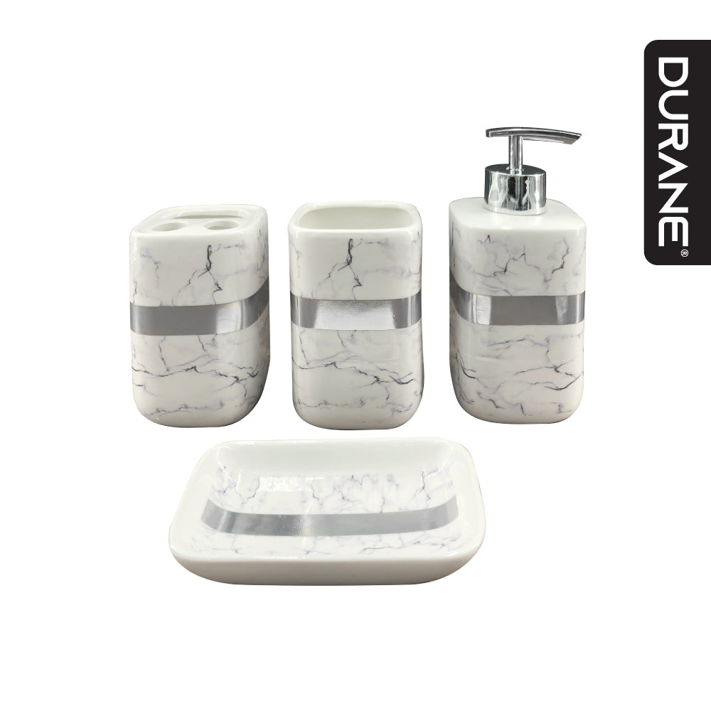 Durane Marbled Silver Bathroom 4pc Set