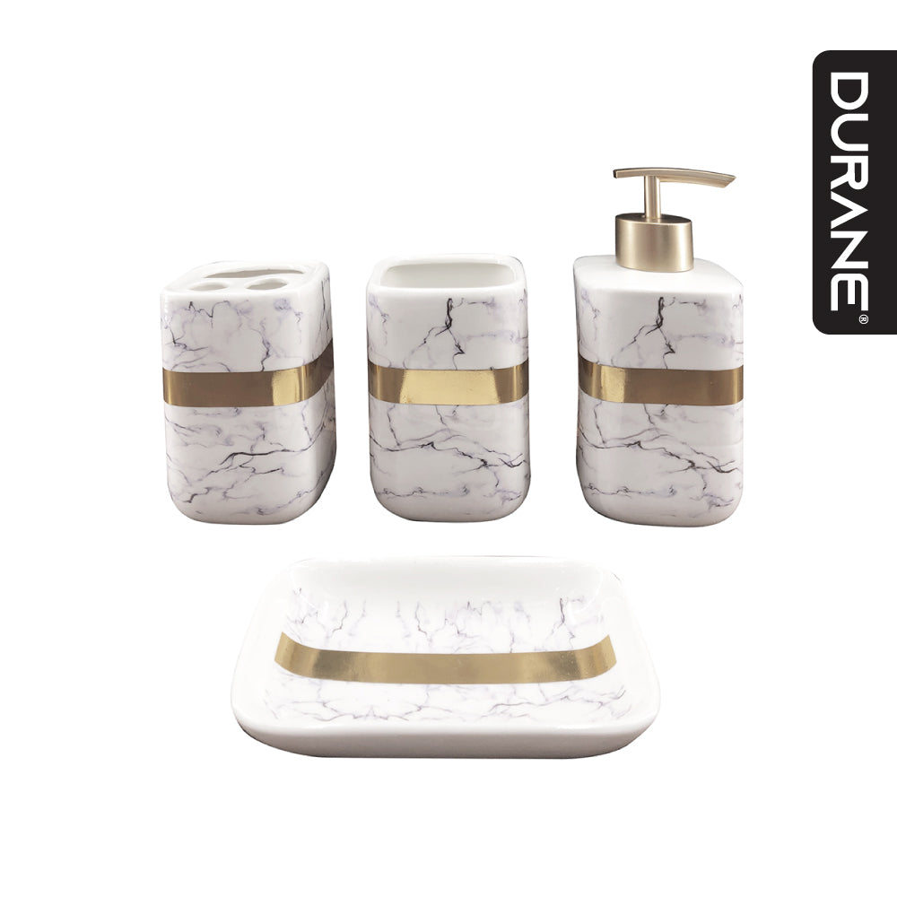 Durane Marbled Silver Bathroom 4pc Set