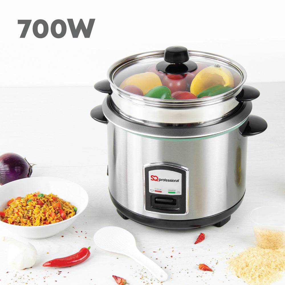 SQ Professional Lustro Stainless Steel Rice Cooker and Steamer 2.8L/ 1000W - www.bargainshack.co.uk
