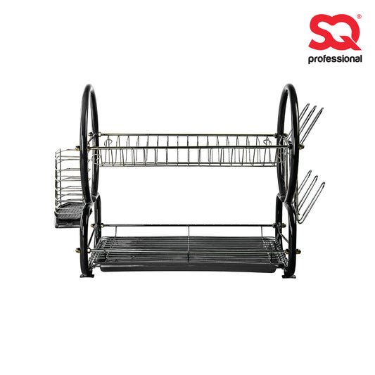 SQ Professional Stainless Steel 2-Tier Dish Rack with a Draining Tray