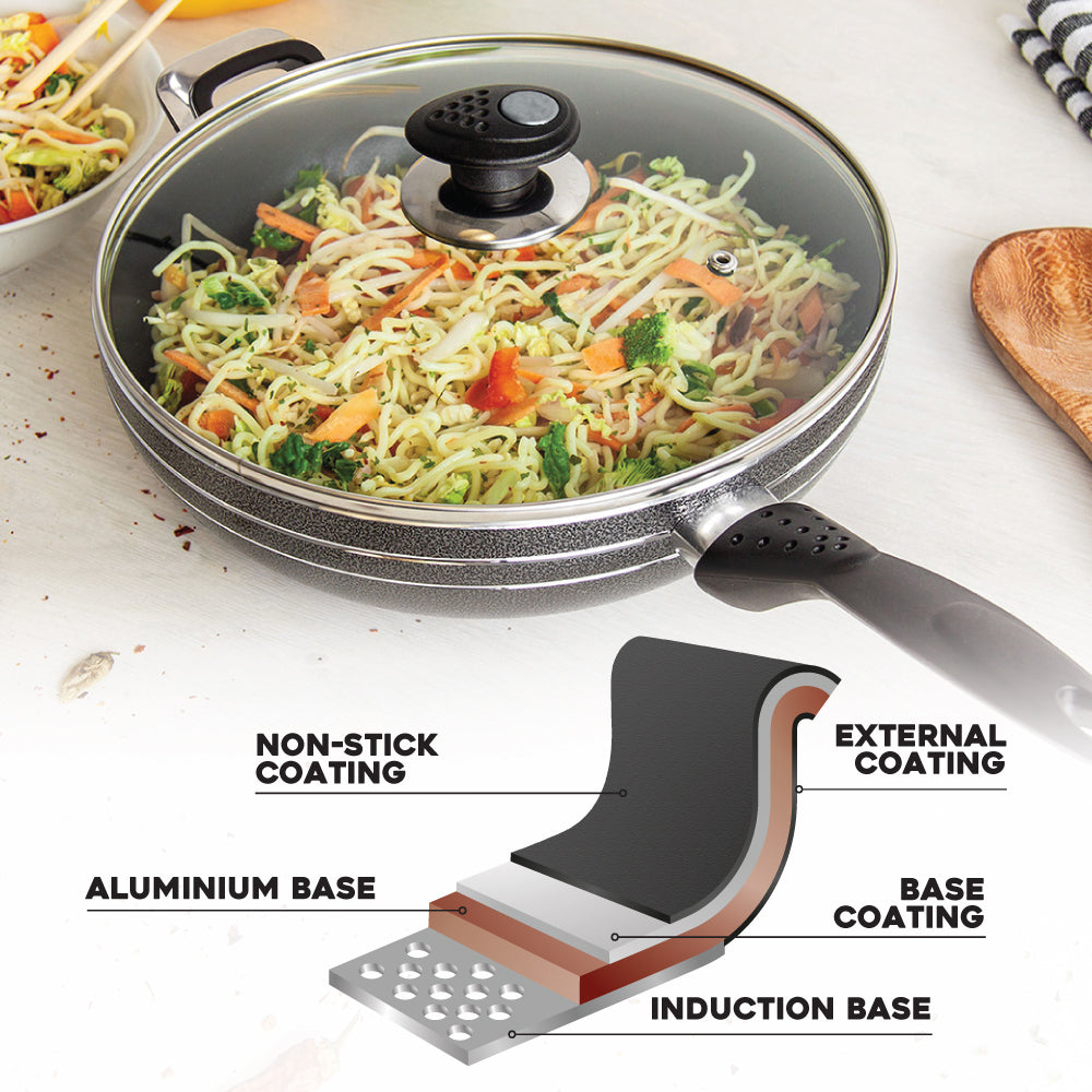 SQ Professional Una-Non Stick Wok with Long Handle