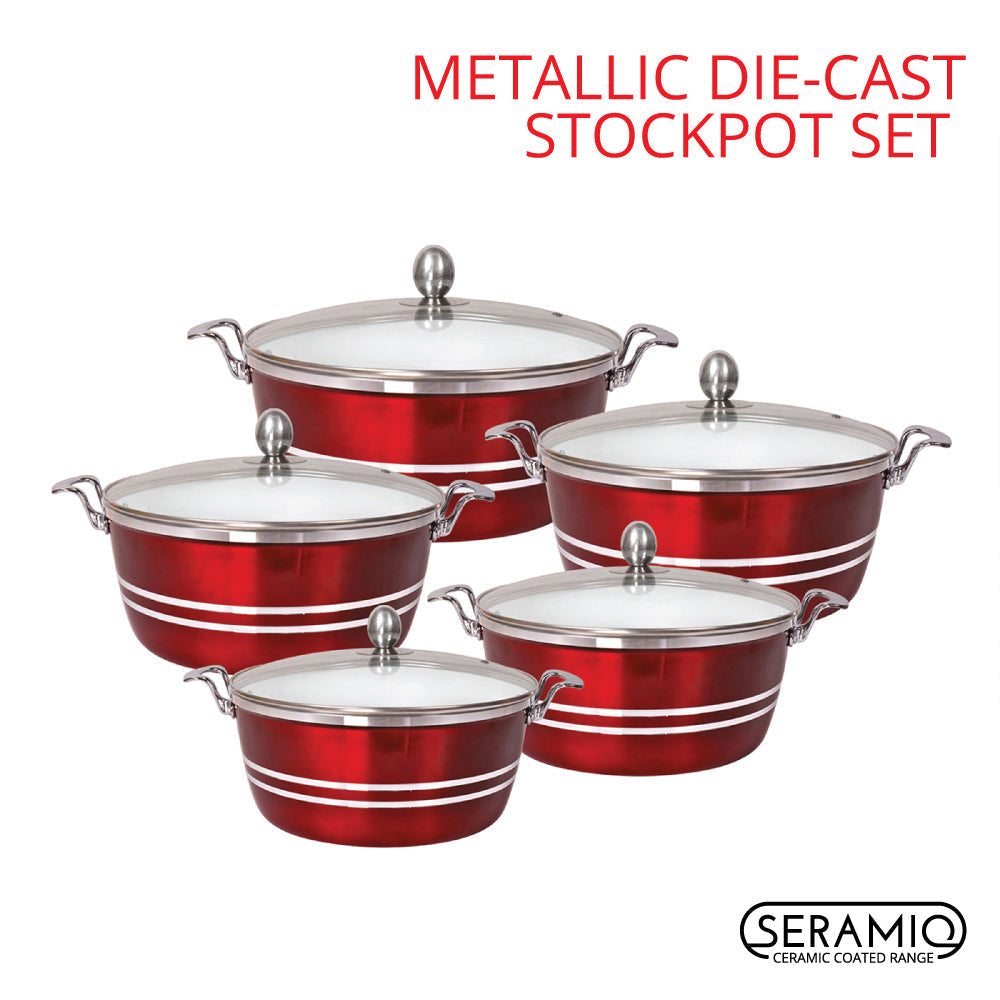SQ Professional Metallic Die-Cast Stockpot Set 5pc