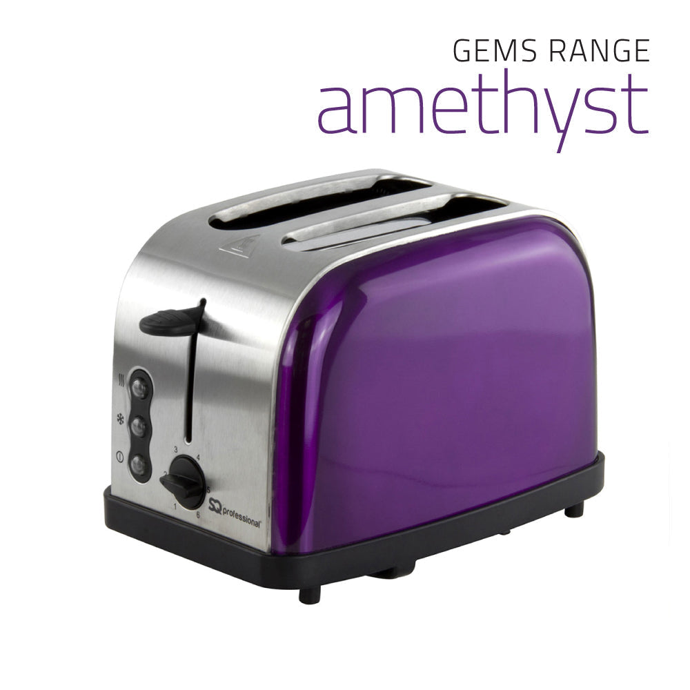 SQ Professional Gems Legacy Stainless Steel Toaster 2 slice/ Amethyst - www.bargainshack.co.uk