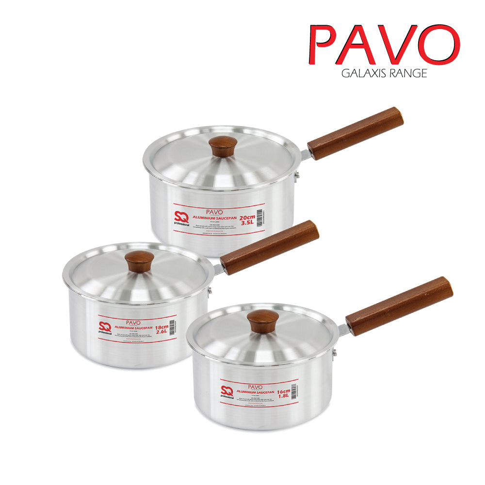 SQ Professional Galaxis Aluminium Saucepan Set 3pc/ Pavo