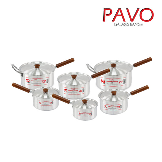 SQ Professional Galaxis Aluminium Saucepan Set 6pc/ Pavo