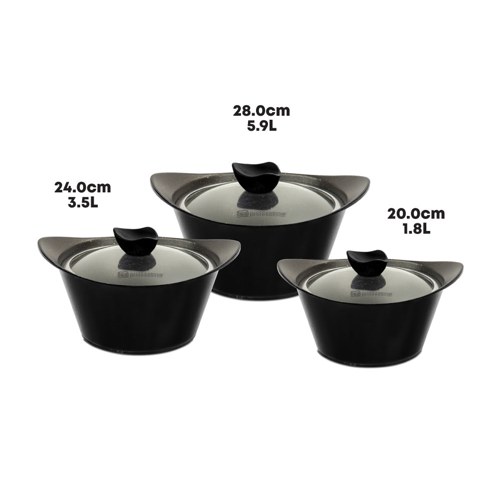 SQ Professional Caia Die-Cast Stockpot Set 3pc