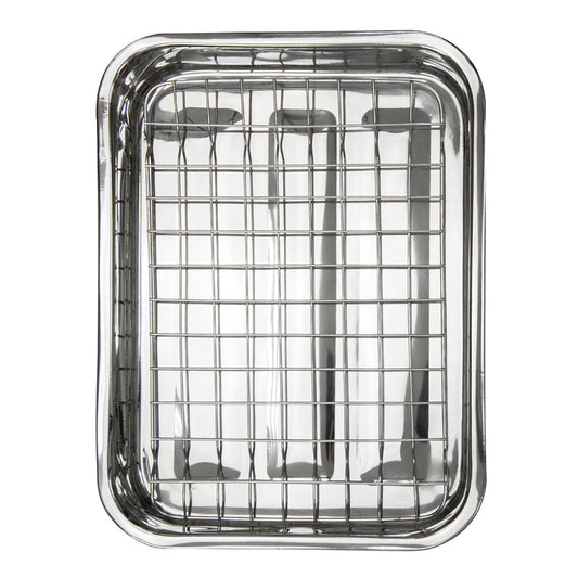 SQ Professional Lustro Stainless Steel Roasting Tin with Rack/  42x30.5cm - www.bargainshack.co.uk