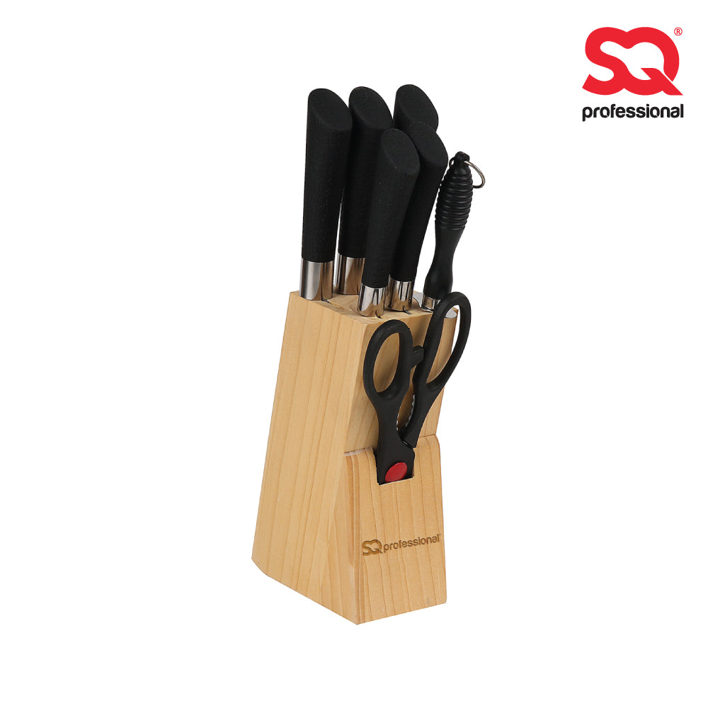 SQ Professional Stainless Steel Kitchen Knife Set 8pc/ Wooden Block