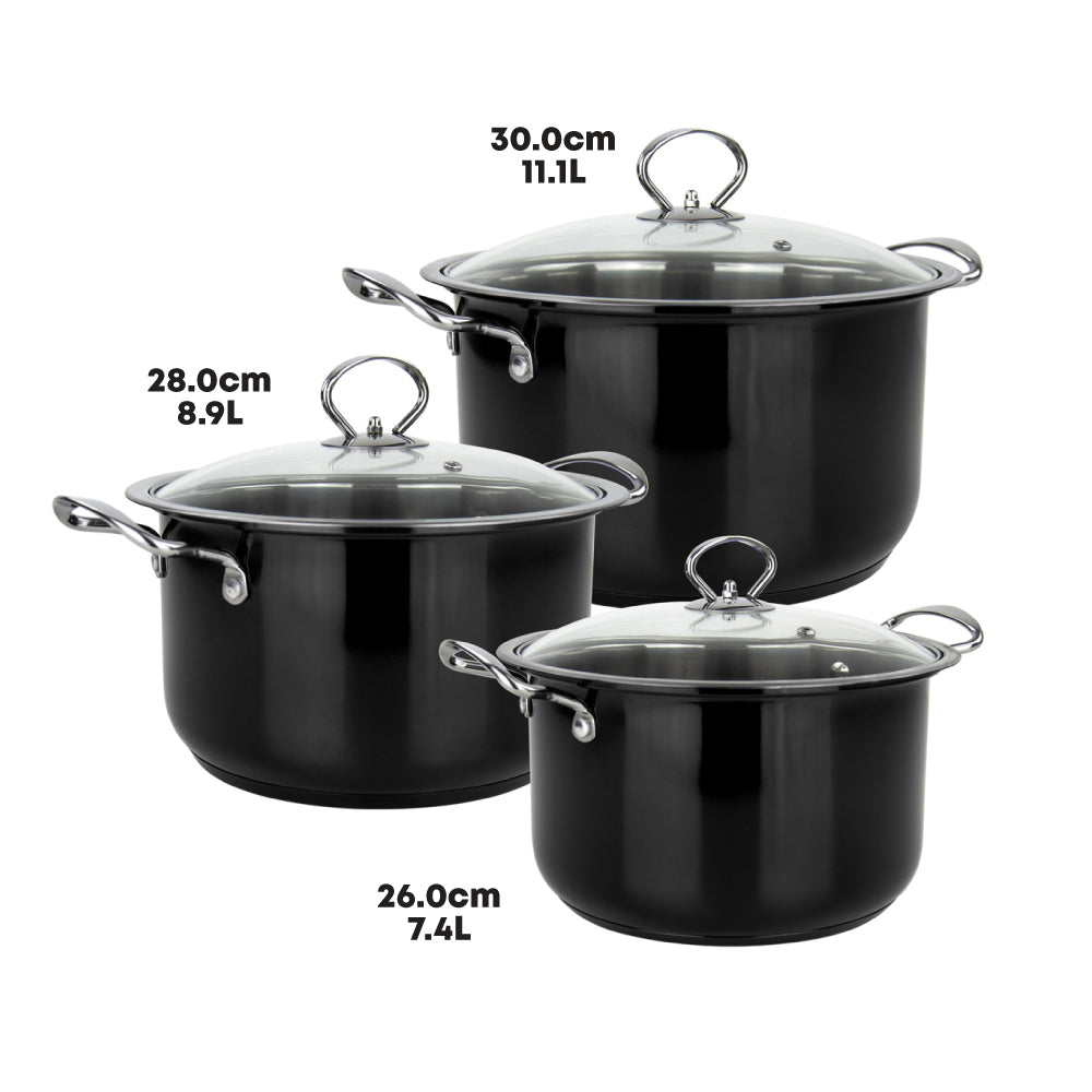 SQ Professional Gems Stainless Steel Stockpot Set 3pc