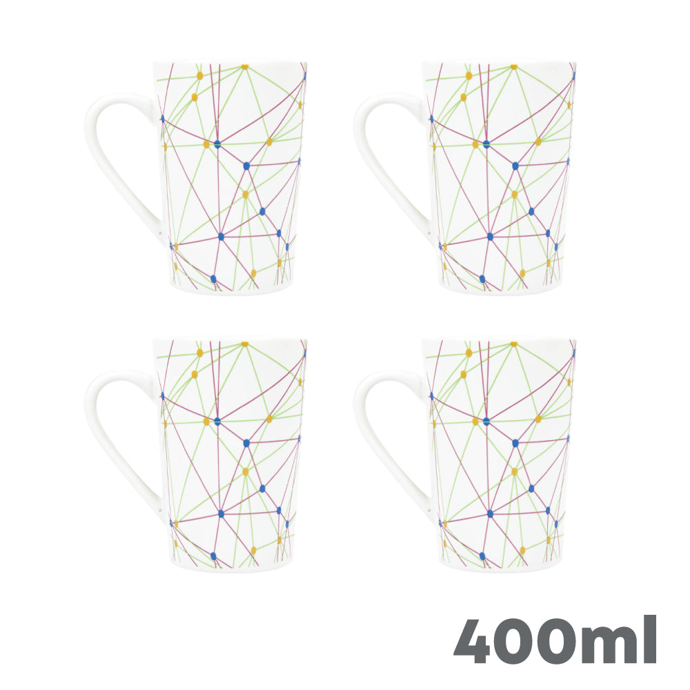 Durane Geometry 400ml Ceramic Mug 4pc Set