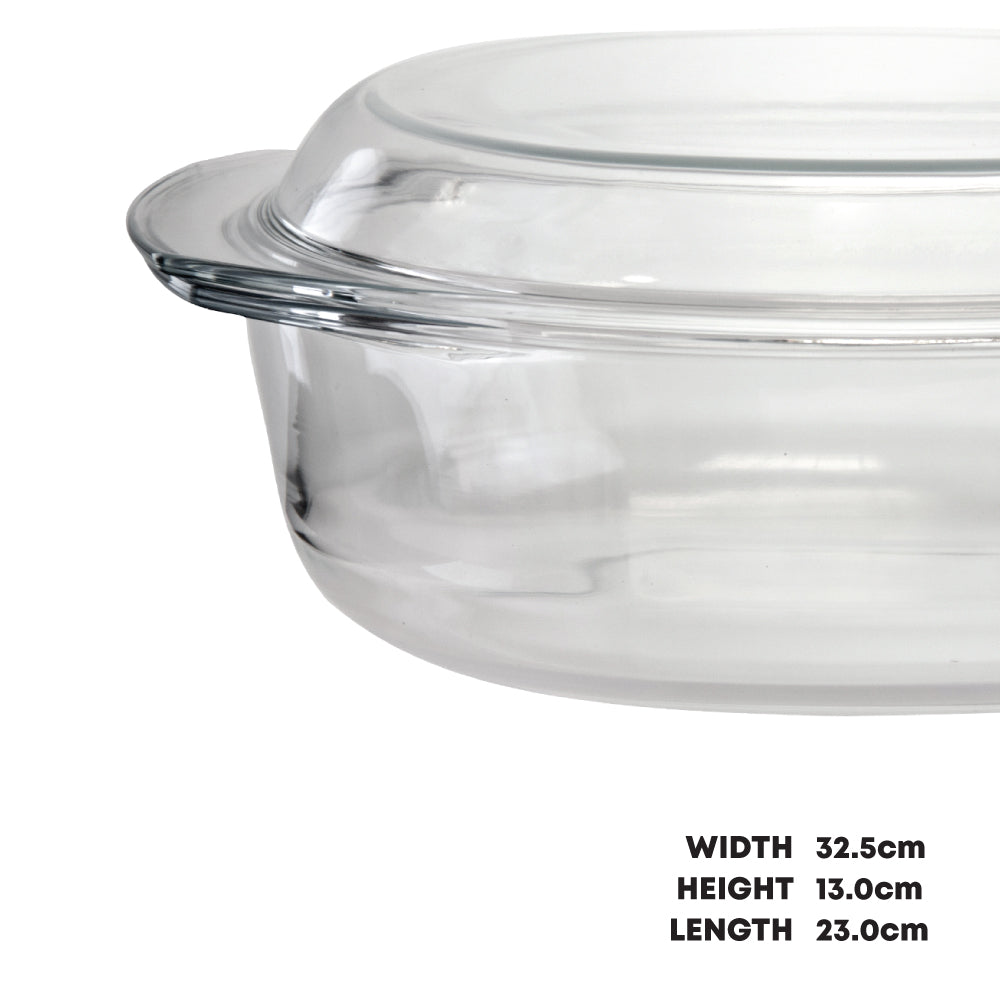 Durane Oval Tempered Glass Casserole Dish with Lid