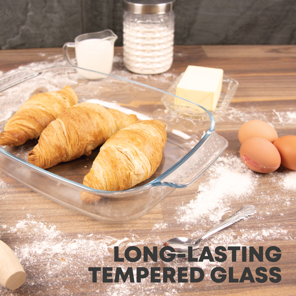 Durane Rectangular Tempered Glass Roaster Set 3pc